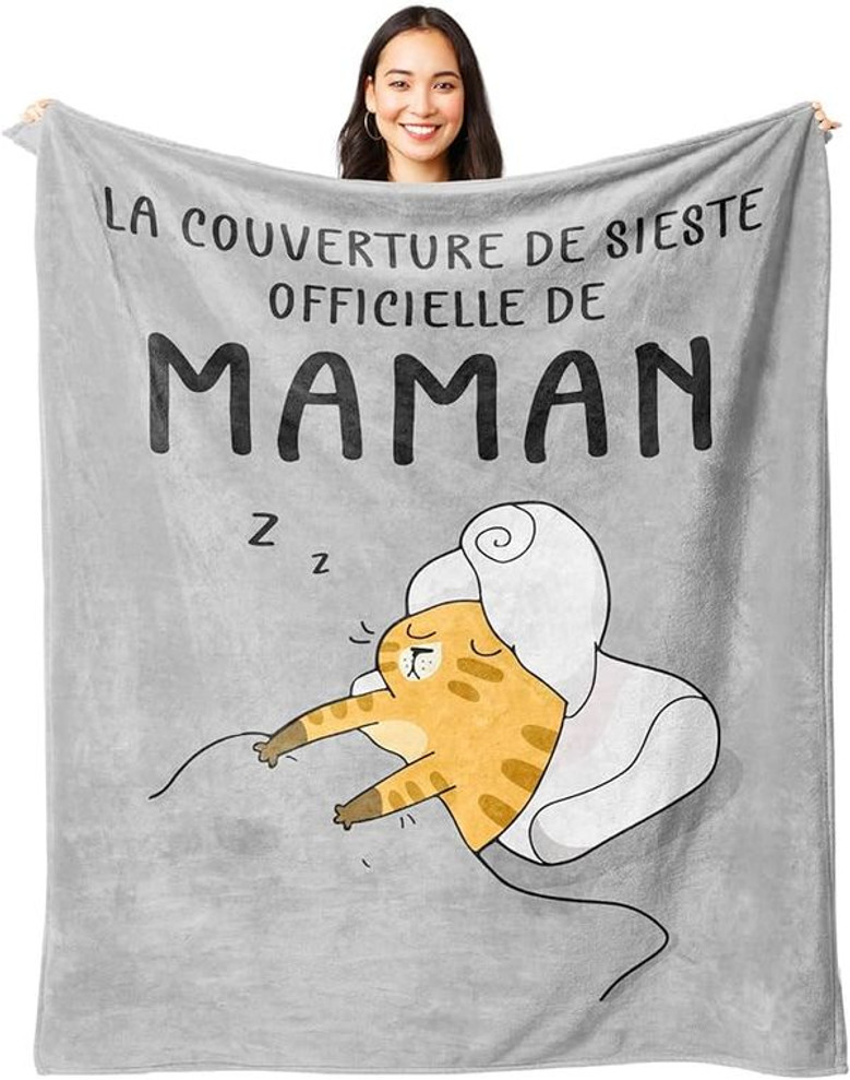Juratar Cadeaux Maman,Cadeau Anniversaire Maman, Cadeau FêTe Des MèRes, 62 * 52IN Personnalisé Plaid Couverture Polaire