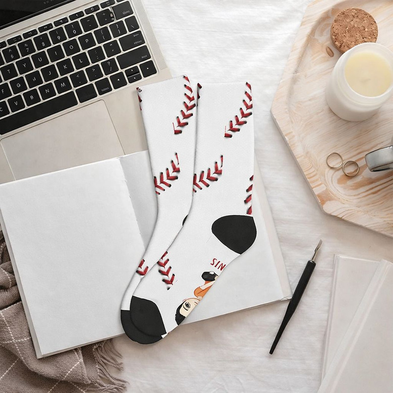 Personalized Portrait Baseball Fan 3D Socks Gift for Him Personalized Portrait Baseball Fan 3D Socks Gift for Him