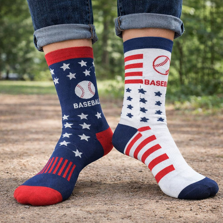 USA Flag Baseball 3D Crew Socks Show Your American Pride