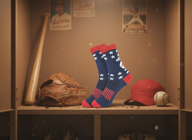 USA Flag Baseball 3D Crew Socks Show Your American Pride