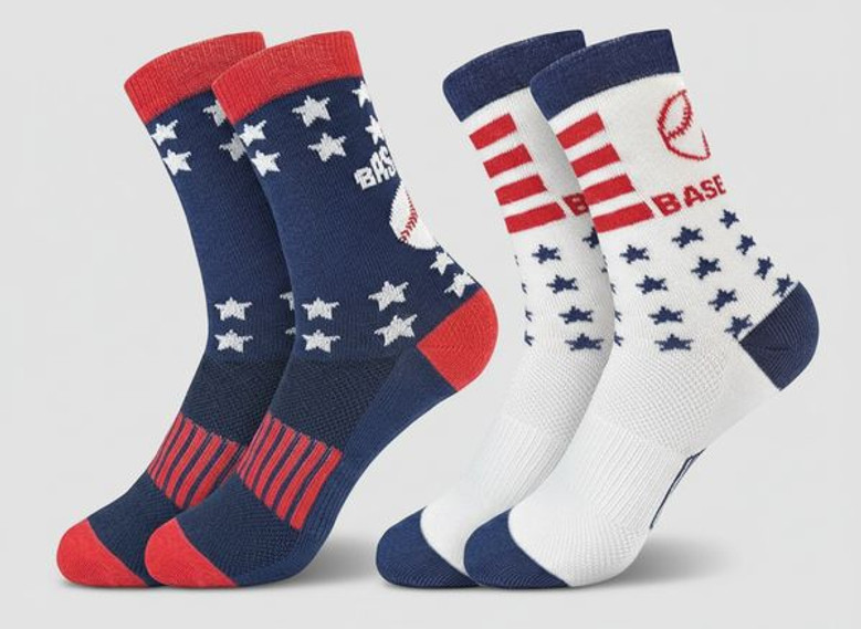USA Flag Baseball 3D Crew Socks Show Your American Pride
