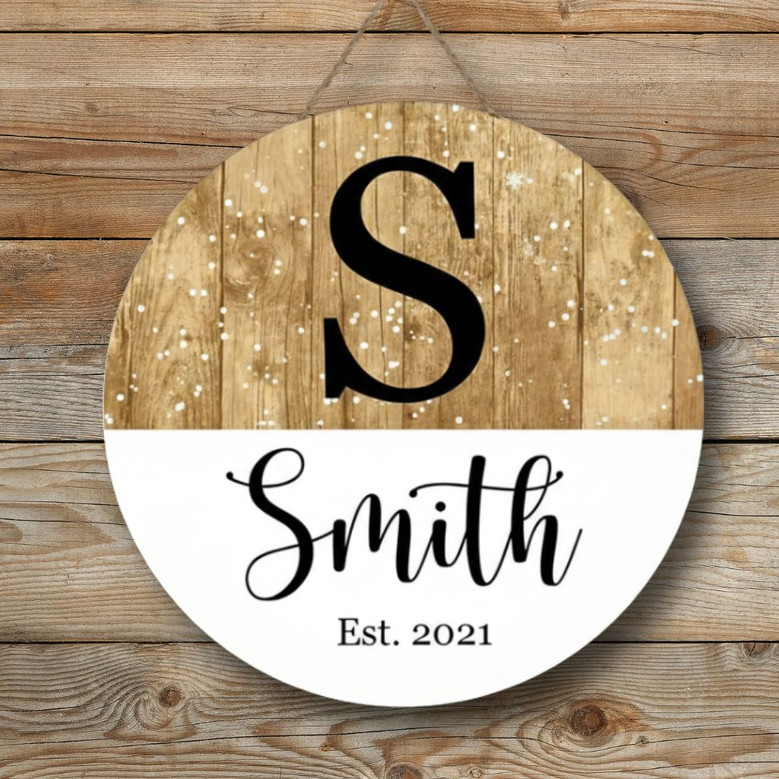 Custom Last Name Family Round Wood Sign, Rustic Home Accent
