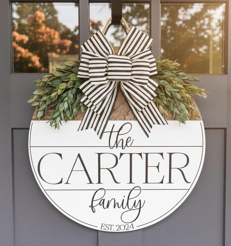 Family Established Year Round Wood Sign, Personalized Home Gift