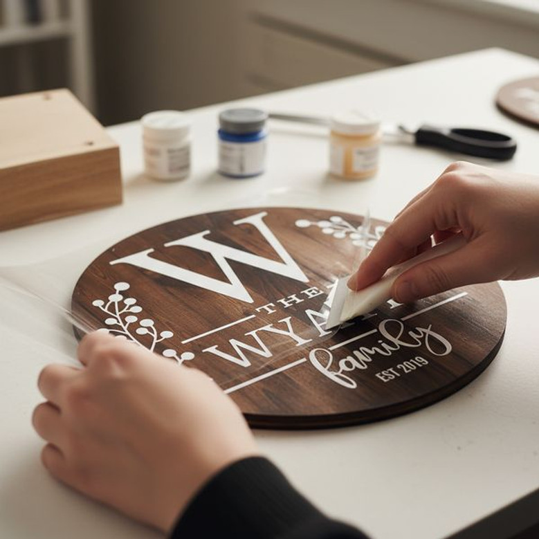 Spring Floral Family Round Wood Sign, Personalized Template Design
