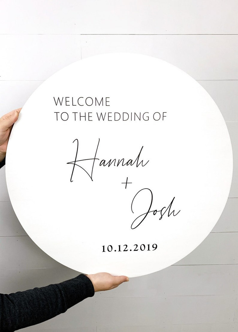Custom Name Circle Heartfelt Wedding Round Wood Sign Welcome Decor