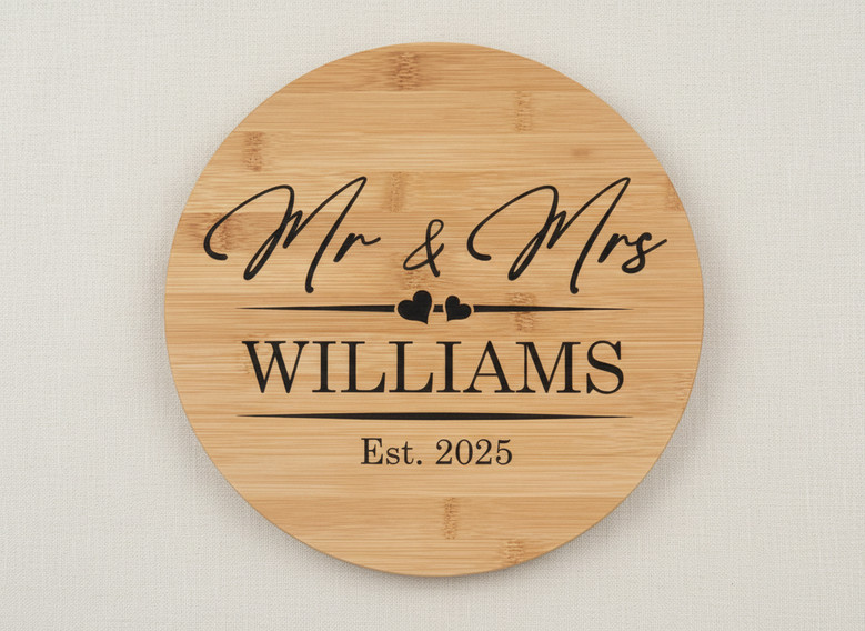 Eternal Love Mr and Mrs Wedding Round Wood Sign Ceremony Decor