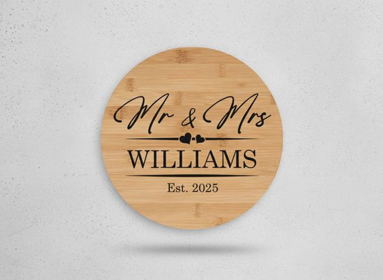 Eternal Love Mr and Mrs Wedding Round Wood Sign Ceremony Decor