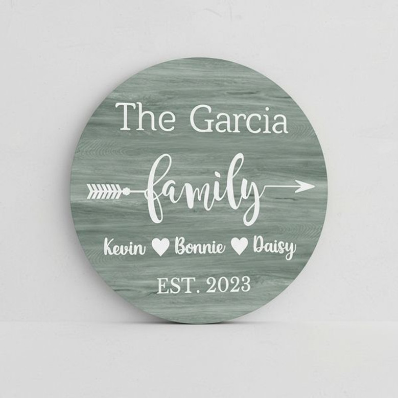 Personalized Family Name Round Wood Sign Custom Est Date Home Decor