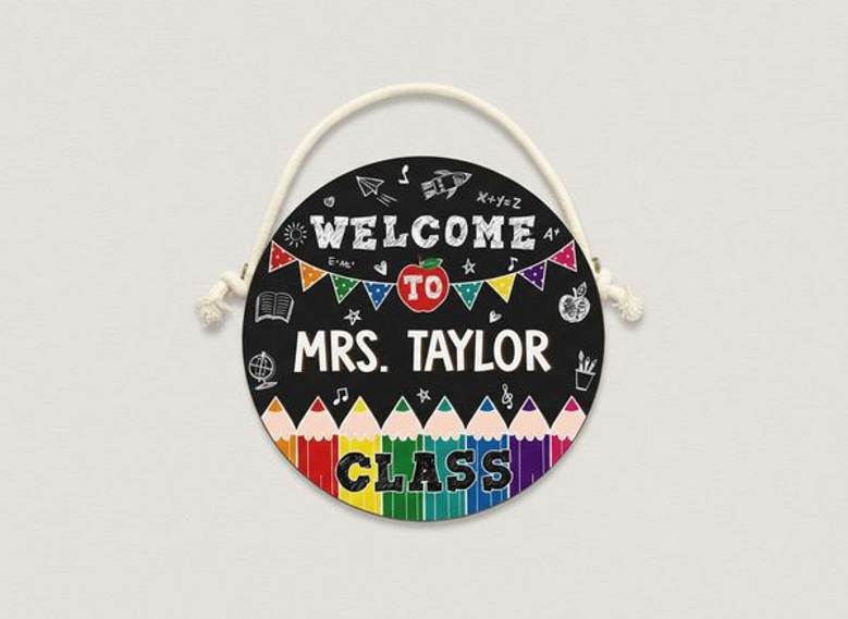 Warm Classroom Welcome Teacher Round Wood Sign Custom Decor
