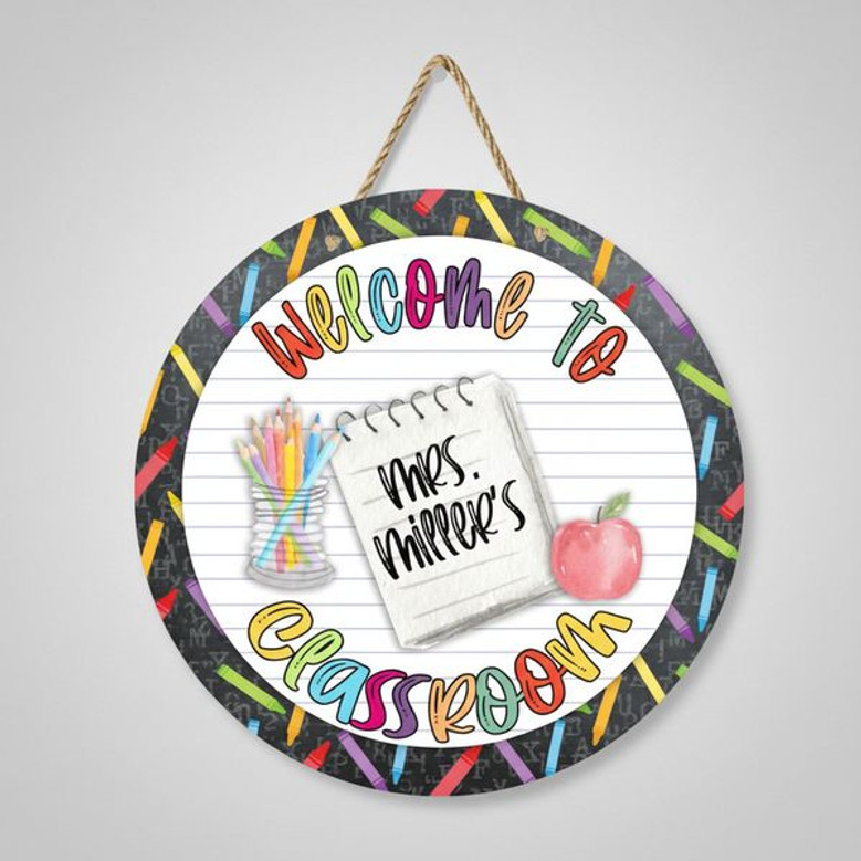 Welcome To Classroom, Teacher Round Wood Sign Decor