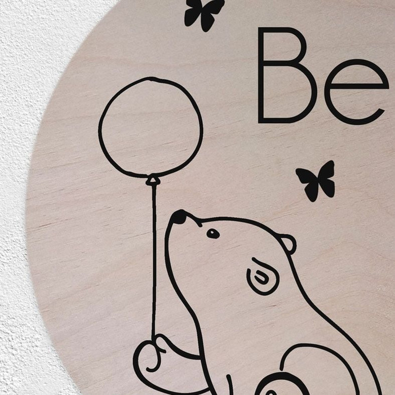 Adorable Bear Nursery Round Wood Sign Custom Name Wall Art