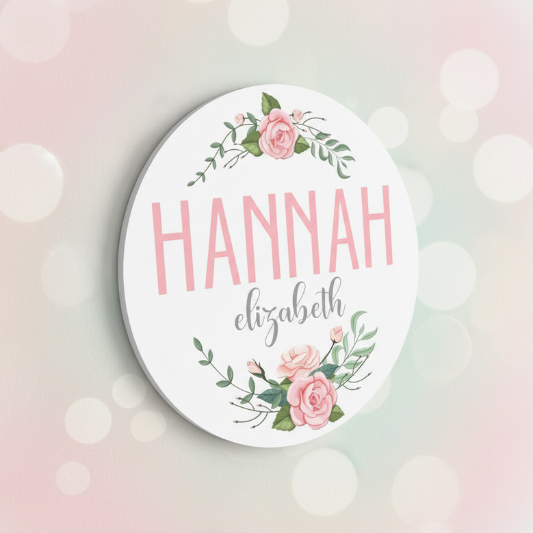 Blossoming Dreams Floral Custom Nursery Round Wood Sign
