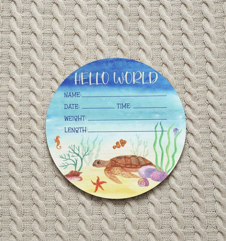Coastal Seaside Vibes Ocean Theme Nursery Round Wood Sign