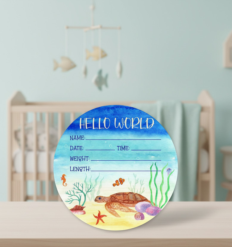 Coastal Seaside Vibes Ocean Theme Nursery Round Wood Sign