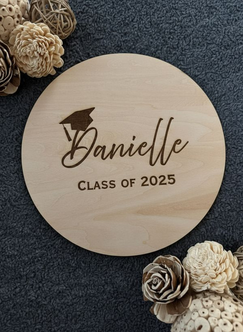 Honoring Their Milestone Custom Name Graduation Round Wood Sign