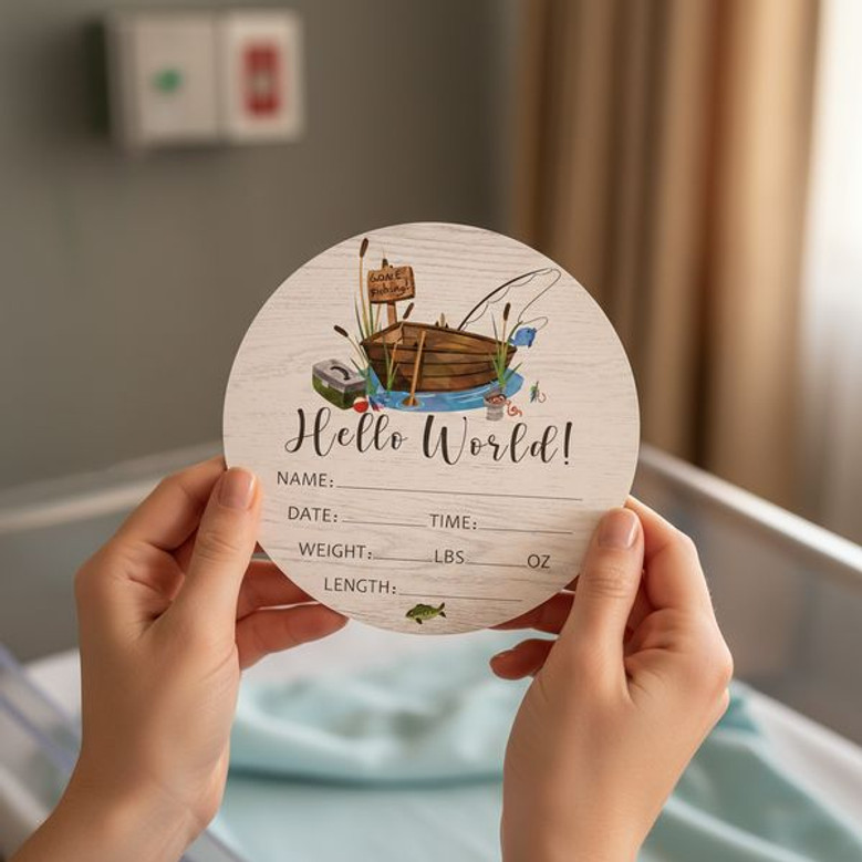 Our Greatest Catch Fishing Theme Nursery Round Wood Sign