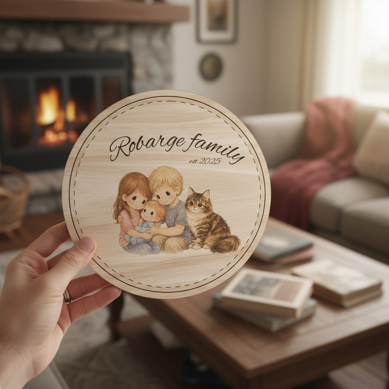 Personalized Family Name, Welcome Nursery Round Wood Sign