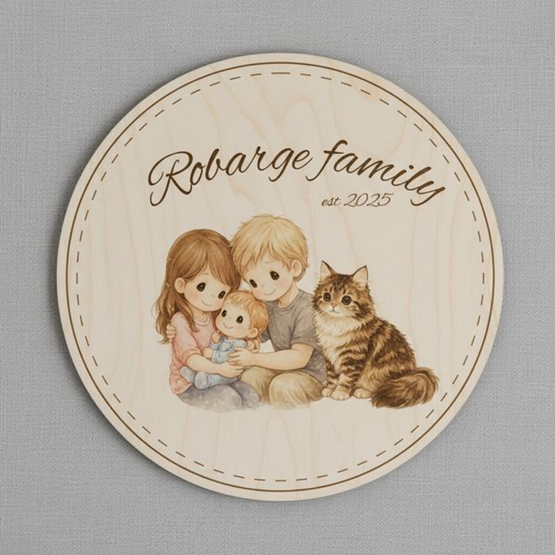 Personalized Family Name, Welcome Nursery Round Wood Sign