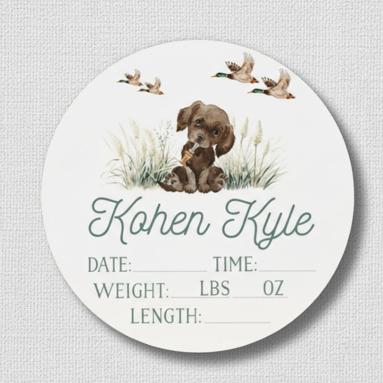 Personalized Nursery Animal Round Wood Sign Baby Stats