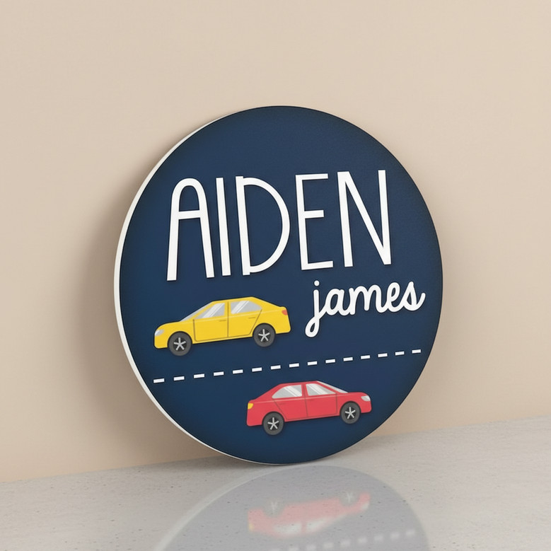 Rev Up the Fun with a Car Theme Nursery Round Wood Sign