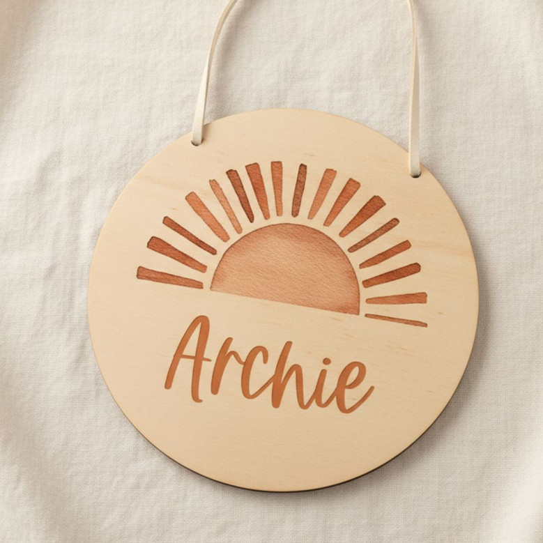 Sun Drenched Boho Dreams Nursery Round Wood Sign