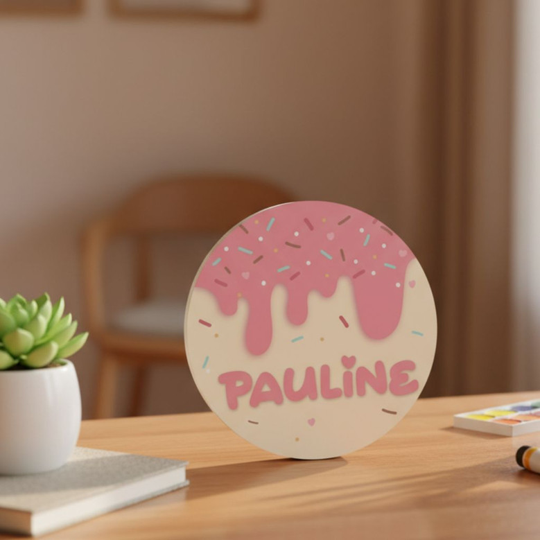 Sweet Sprinkles Donut Themed Nursery Round Wood Sign for Girls