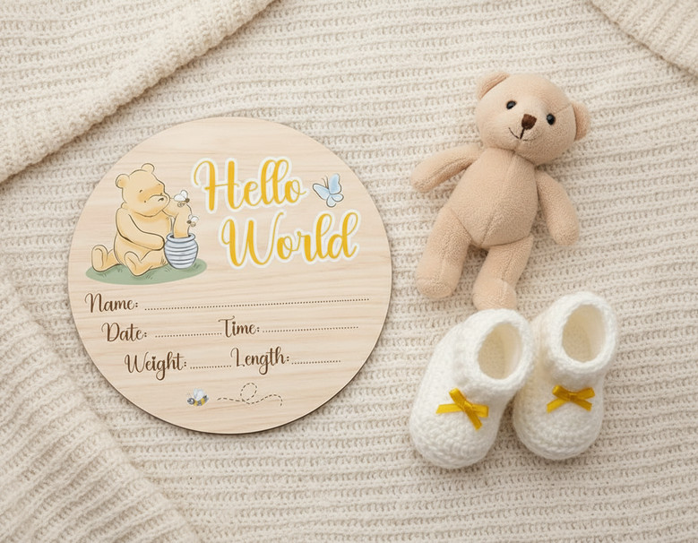Winnie the Pooh Hundred Acre Wood Nursery Round Wood Sign