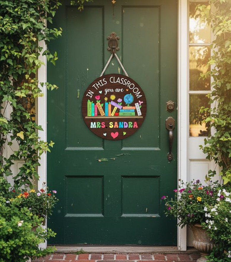 A Place for Everyone Custom Teacher Round Wood Sign Decor