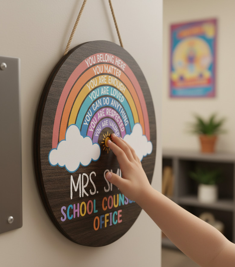Blooming Teacher Gratitude Custom Round Wood Sign