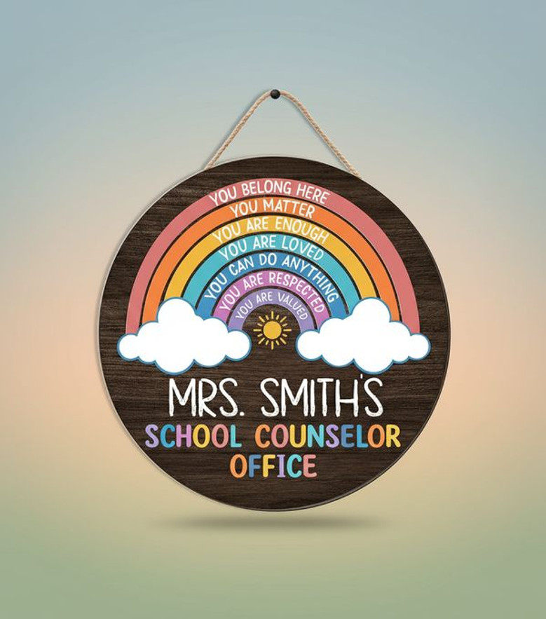 Blooming Teacher Gratitude Custom Round Wood Sign