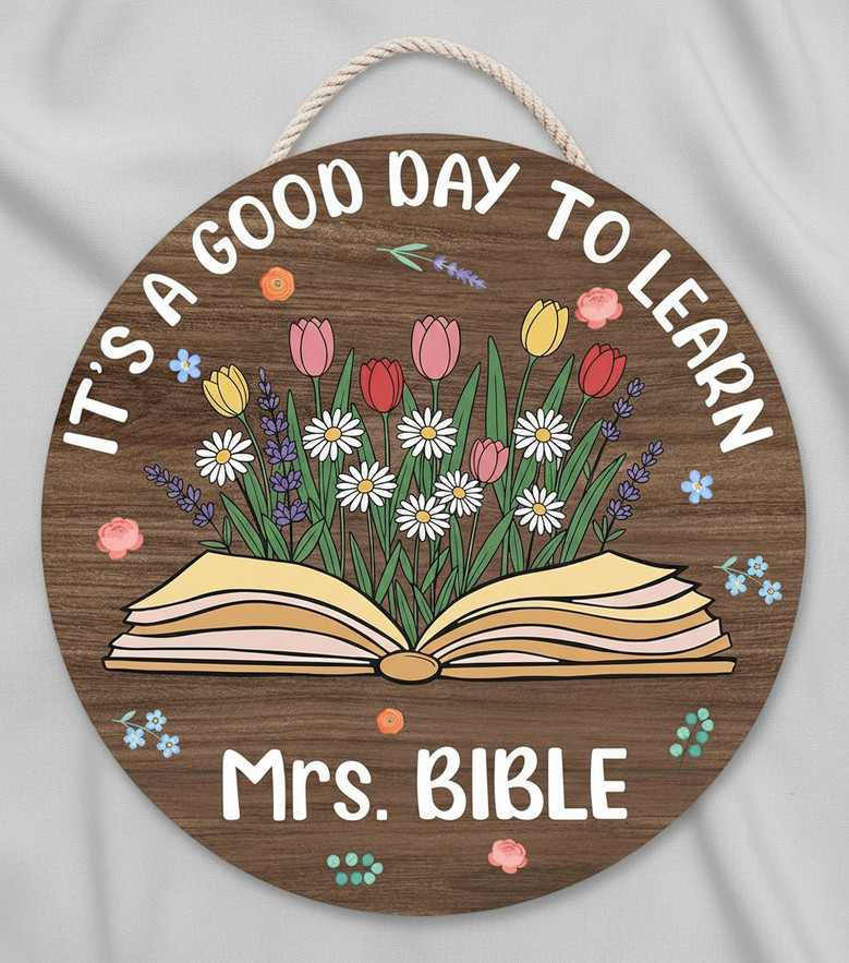 Celebrate the Joy of Learning Teacher Round Wood Sign