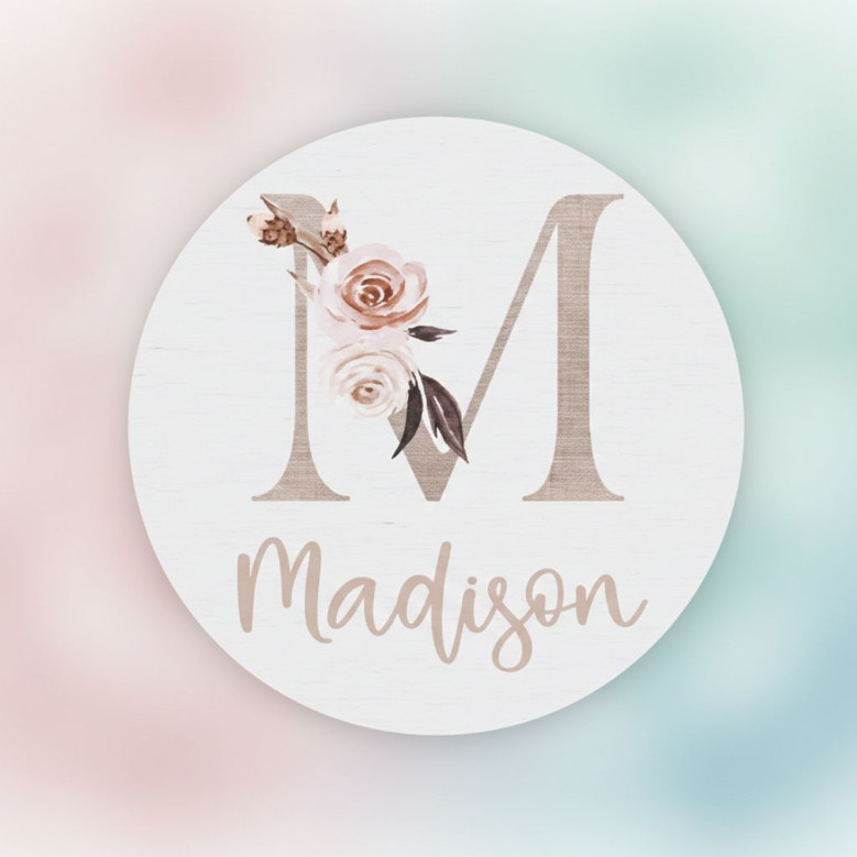 Floral Baby Girl Nursery Custom Floral Round Wood Sign