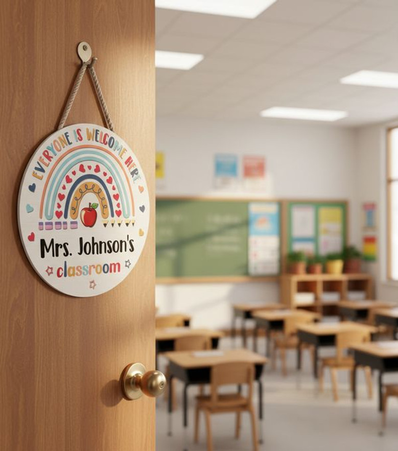 Gifts for Educators Custom Teacher Round Wood Sign Decor