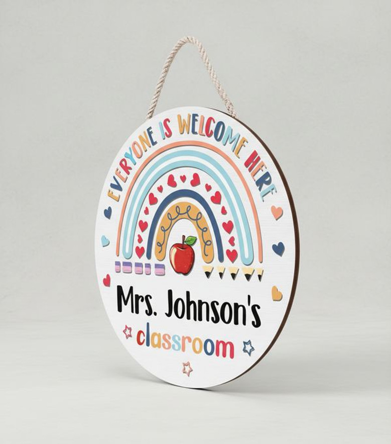 Gifts for Educators Custom Teacher Round Wood Sign Decor