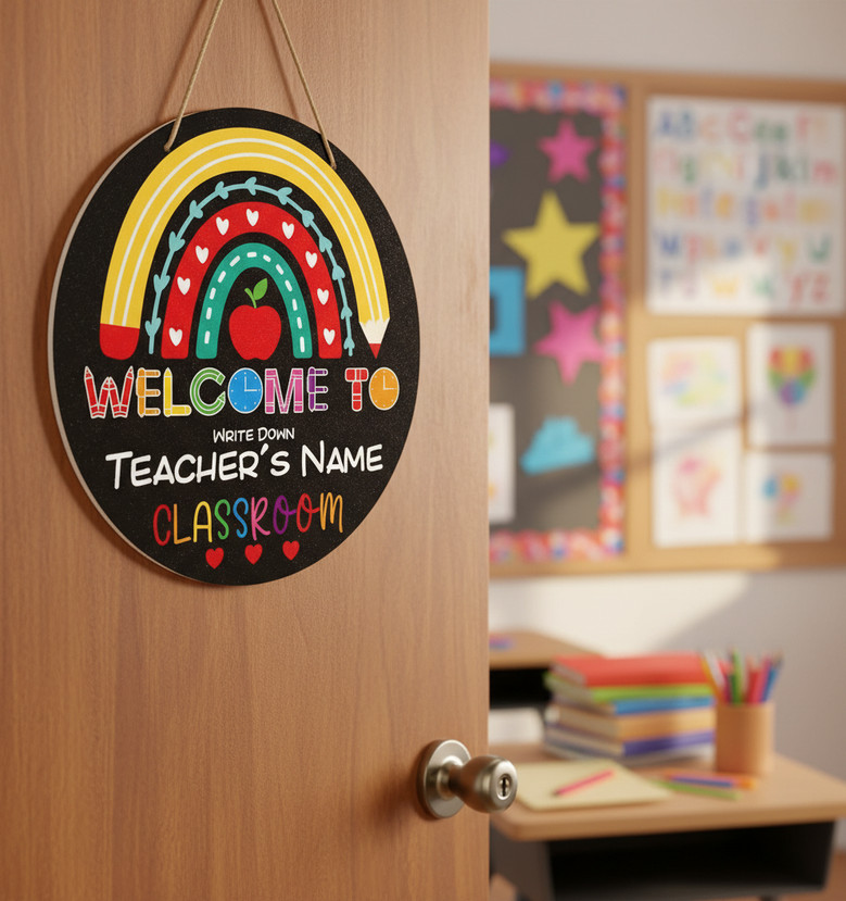 Honor Their Hard Work Custom Teacher Round Wood Sign