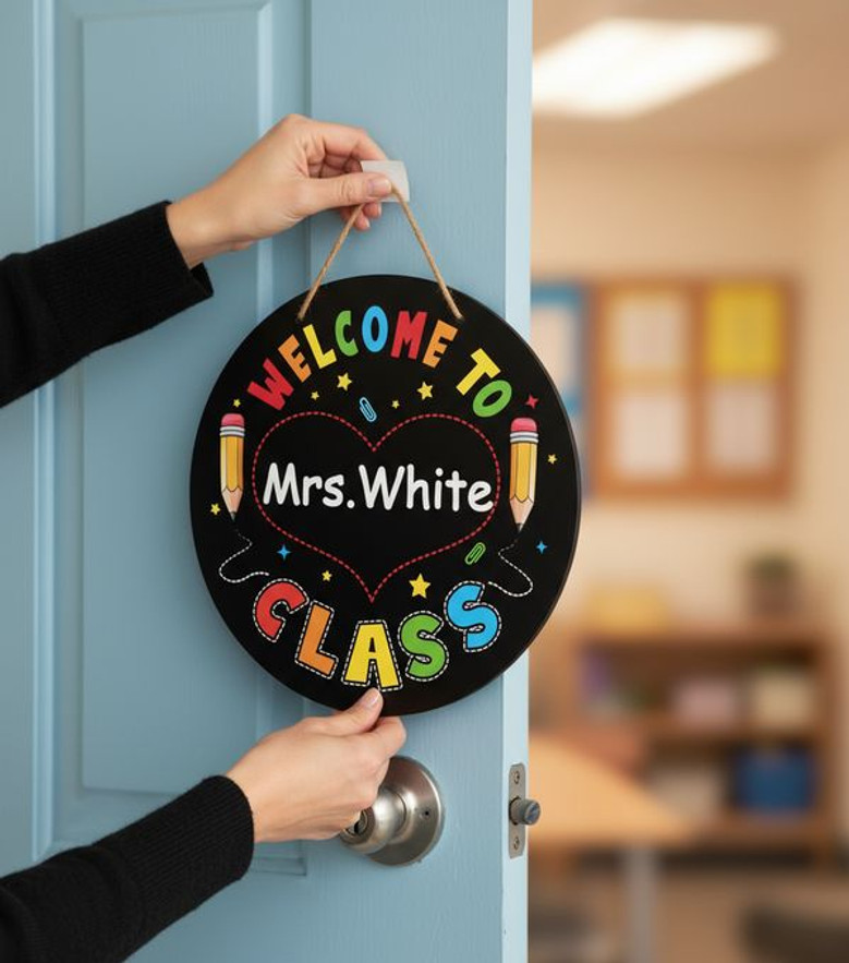 Inspire Every Student Custom Teacher Round Wood Sign