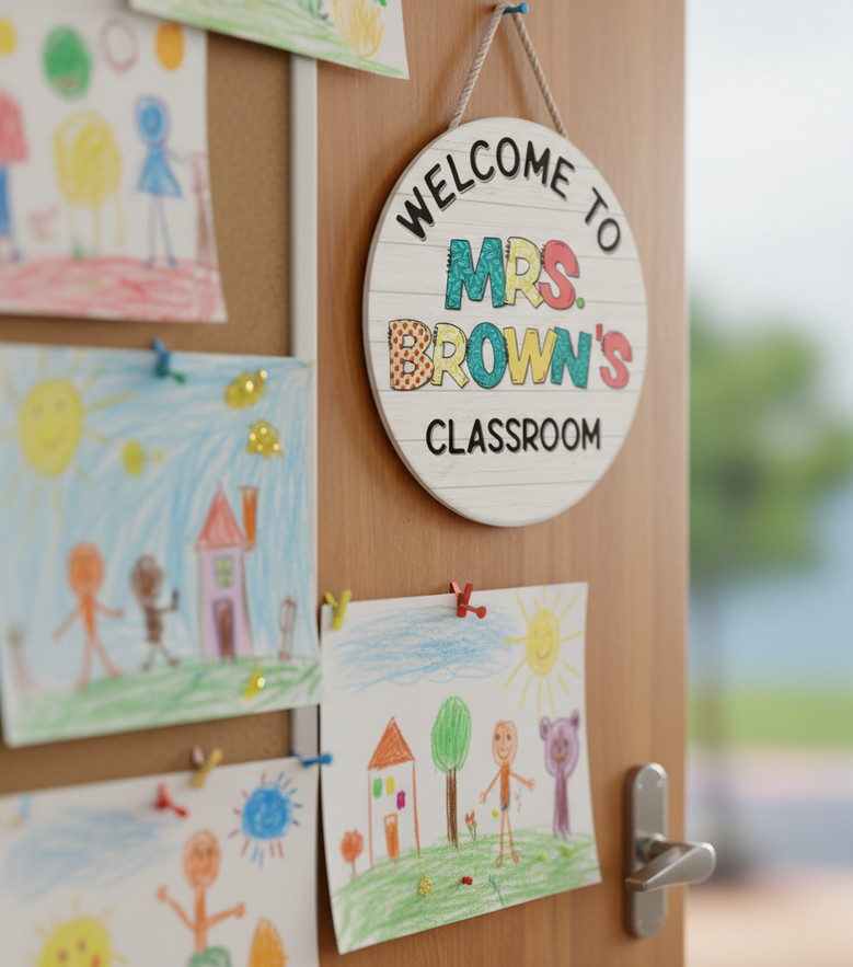 Inspire Young Minds Custom Teacher Round Wood Sign