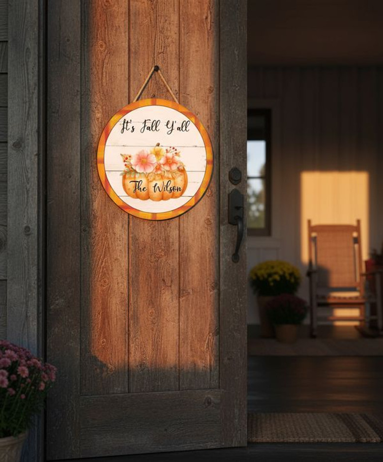 Personalized Sunflower Floral Fall Round Wood Sign Fall Decor