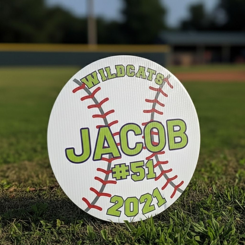 Baseball Stars Custom Sport Round Wood Sign Team Pride