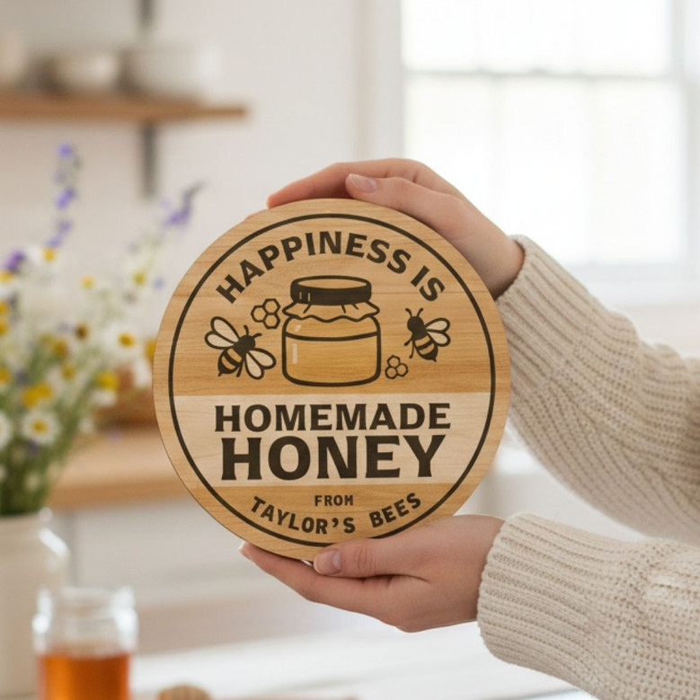 Bee Farm Apiary Custom Wall Decor Honey Farm Round Wood Sign