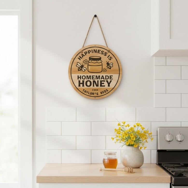 Bee Farm Apiary Custom Wall Decor Honey Farm Round Wood Sign