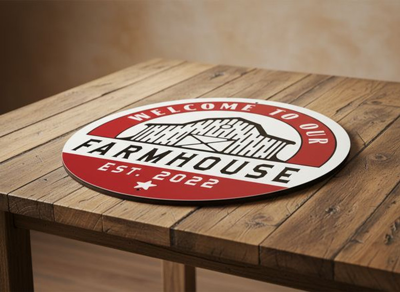 Custom Barn Family Gift Rustic Farm Round Wood Sign