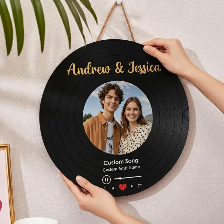 Custom Song Lyrics Wedding Round Wood Sign Unique Newlywed Gift