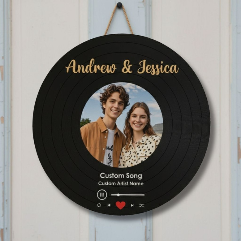 Custom Song Lyrics Wedding Round Wood Sign Unique Newlywed Gift