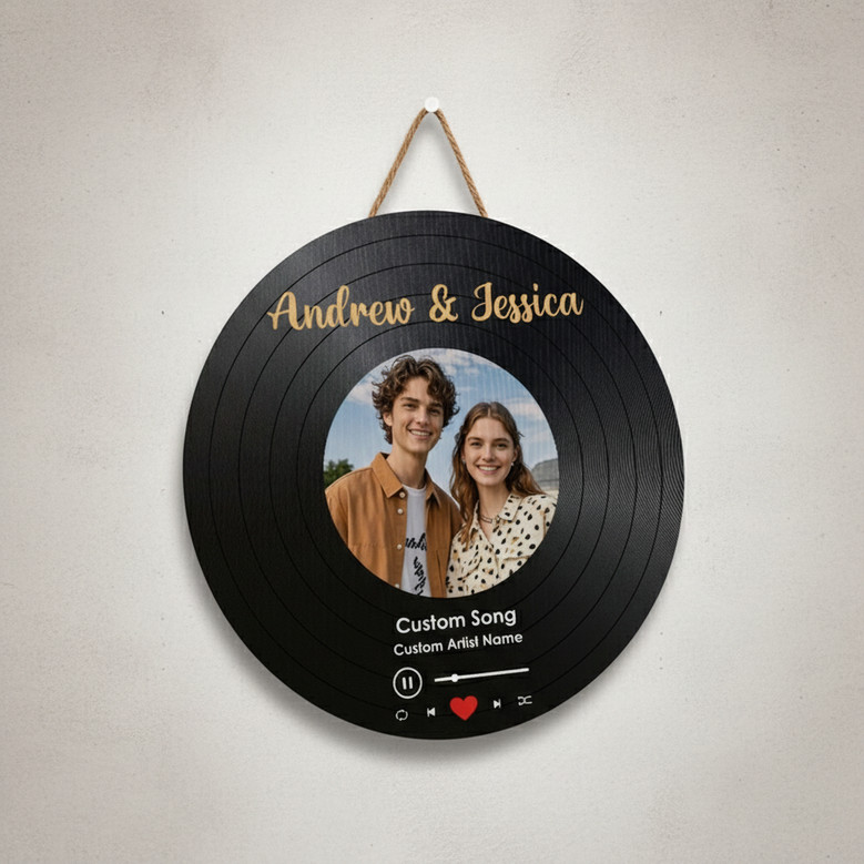 Custom Song Lyrics Wedding Round Wood Sign Unique Newlywed Gift