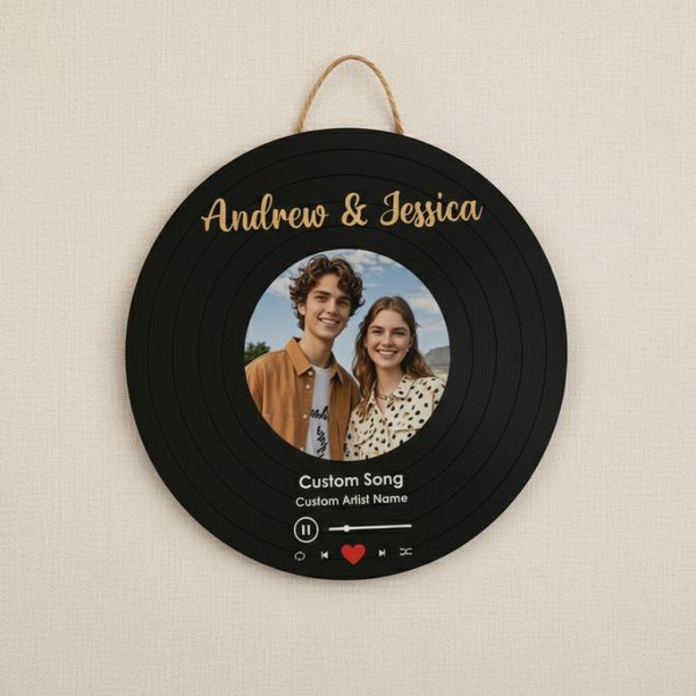 Custom Song Lyrics Wedding Round Wood Sign Unique Newlywed Gift