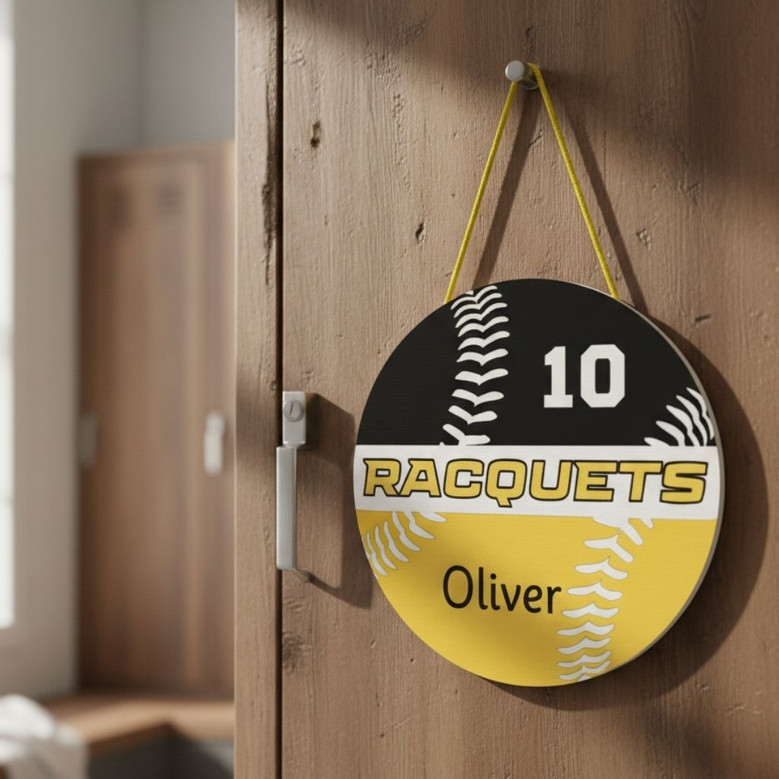 Custom Sport Round Wood Sign Locker Decor for Team Travel Ball