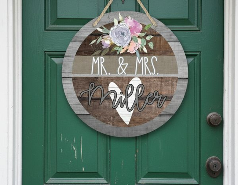 DIY Bridal Wedding Round Wood Sign Custom Door Hanger