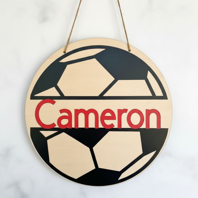 Goal Personalized Soccer Team Sport Round Wood Sign Decor