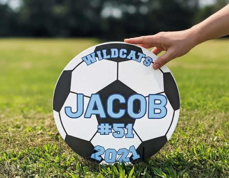 Goal Winning Soccer Sport Round Wood Sign Custom Team and Name